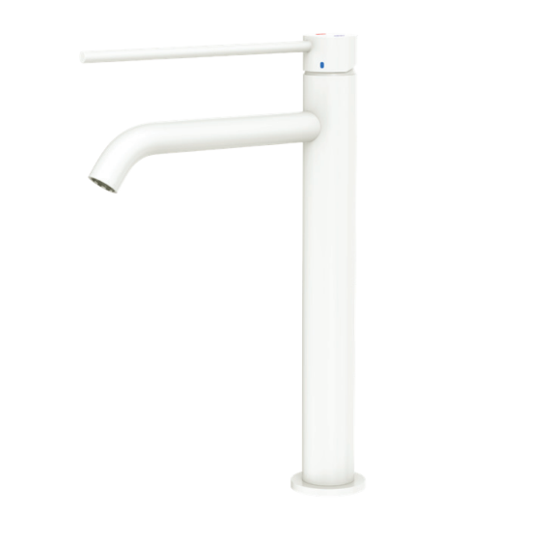Fienza Kaya Care Tall Basin Mixer - Matte White