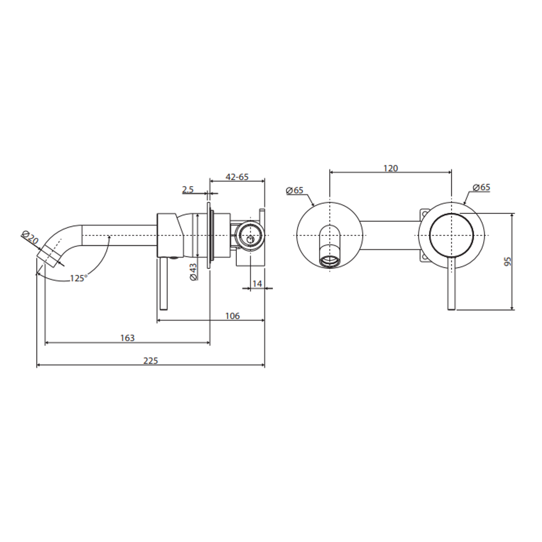 Fienza Kaya Basin/Bath Wall Mixer Dress Kit Set Round Plates 160Mm Outlet - Brushed Nickel Lf