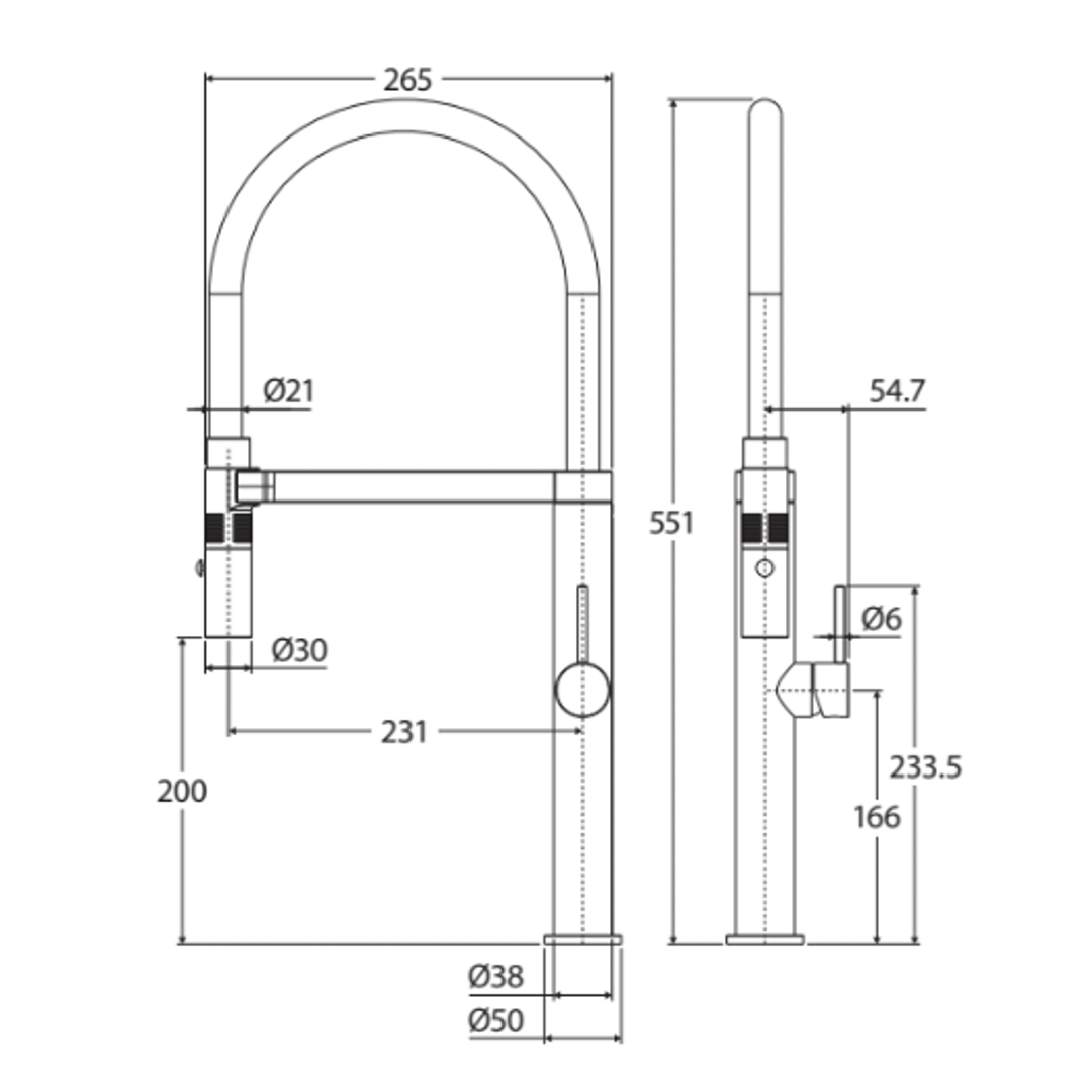 Fienza Kaya Pull Down Kitchen Mixer Tap - Brushed Nickel