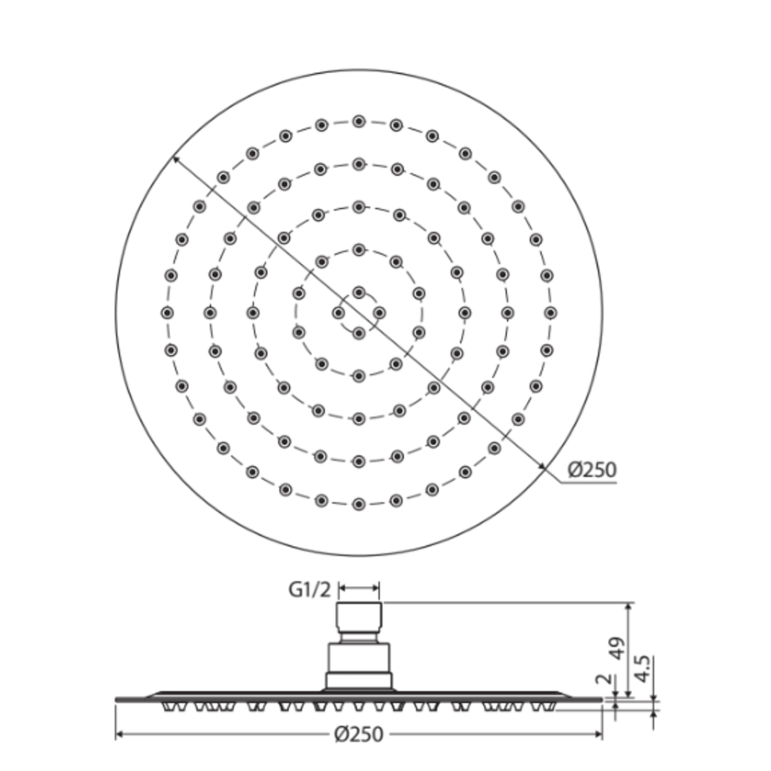 Kaya Fienza Shower Head 250mm - Matte Black