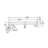 Kaya Round Wall Fienza Shower Arm Female 400Mm - Brushed Nickel