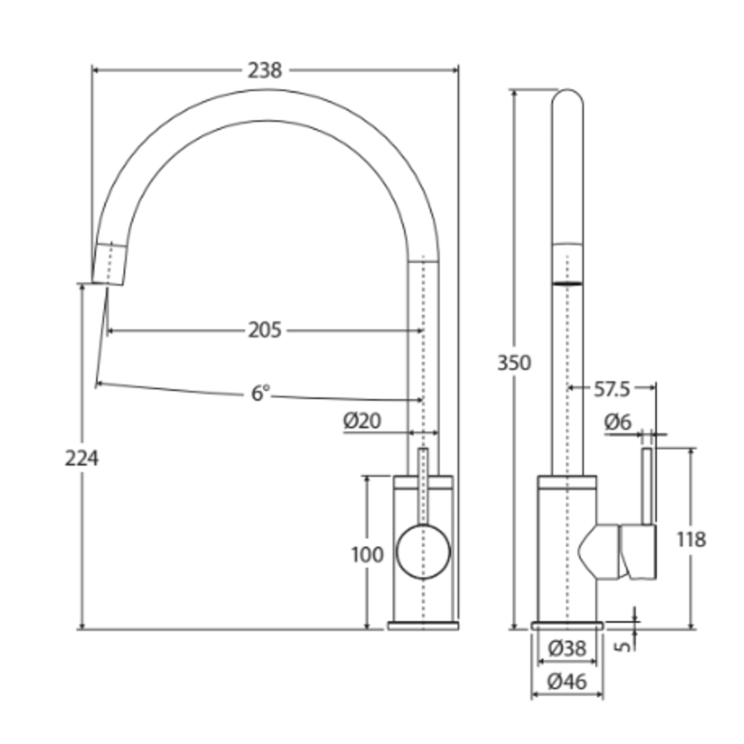 Kaya Sink Fienza Mixer - Chrome