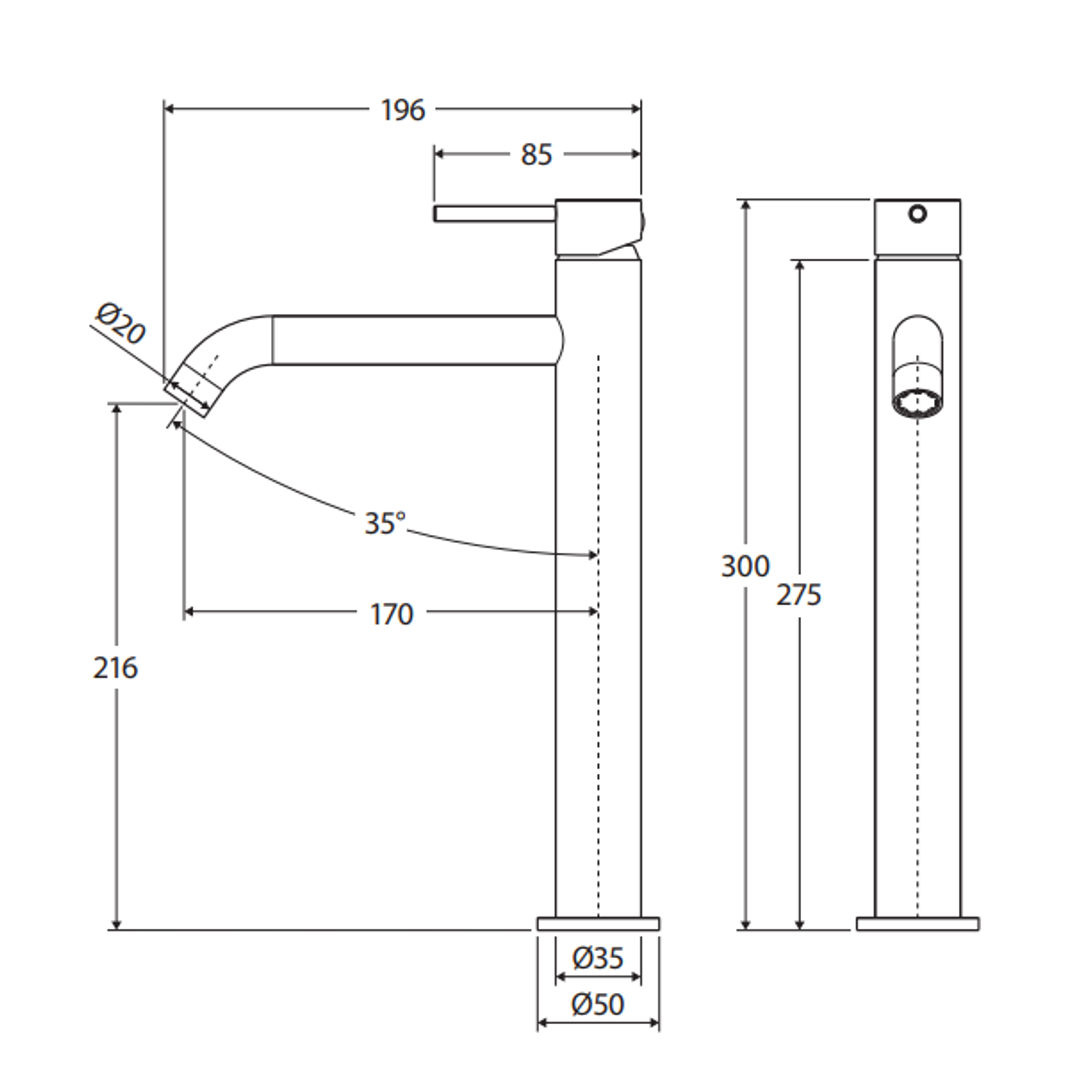 Kaya Tall Basin Fienza Mixer - Matte White