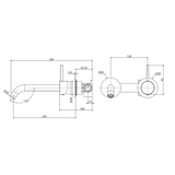 Kaya Up Basin/Bath Wall Fienza Mixer Set 200mm Outlet Set Rectangular Plate - Brushed Nickel/Brushed Nickel