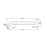 Kaya Wall Fienza Basin/ Bath 220mm Outlet - Chrome