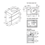 Reba 600 All Drawer Wall Hung With Right Bowl Fienza Basin
