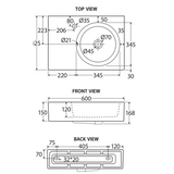 Reba Wall Basin Right Bowl Fienza - 1 Tap Hole