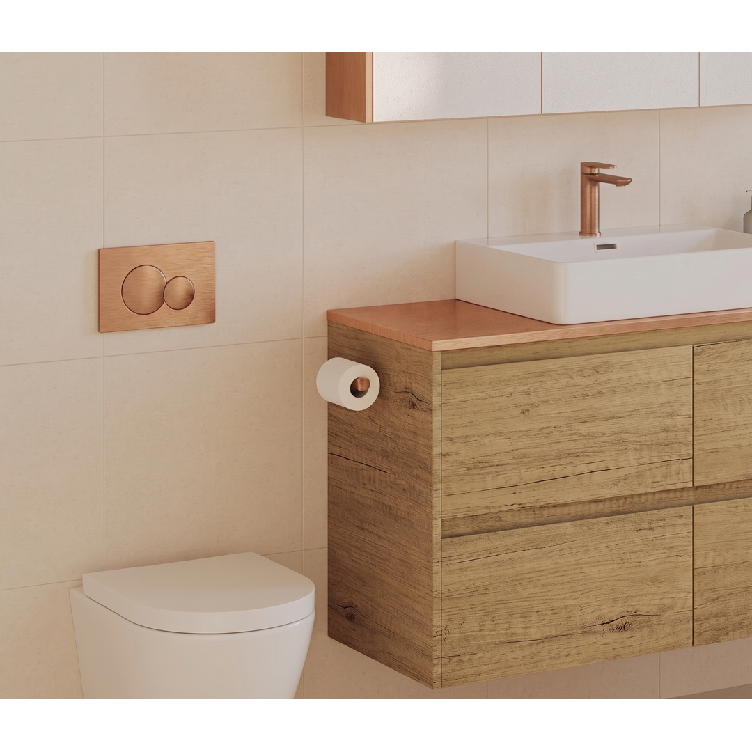Fienza Sigma Round Button Flush Plate - Brushed Copper