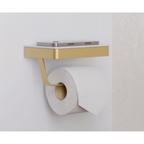 Fienza Tono Toilet Roll Holder With Glass Shelf Sus307 - Urban Brass/White