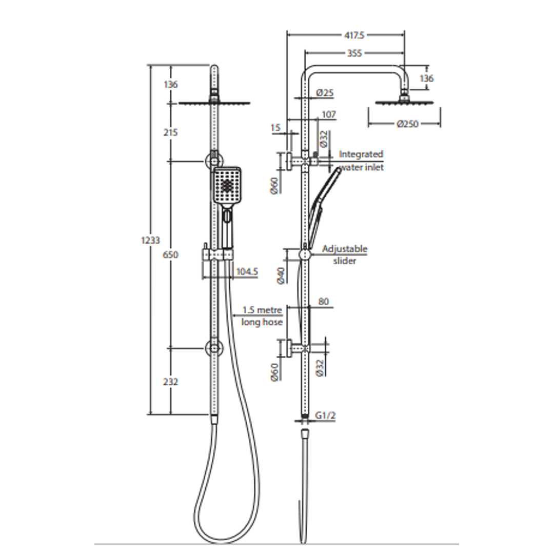 Tono Twin Fienza Shower Matte Black
