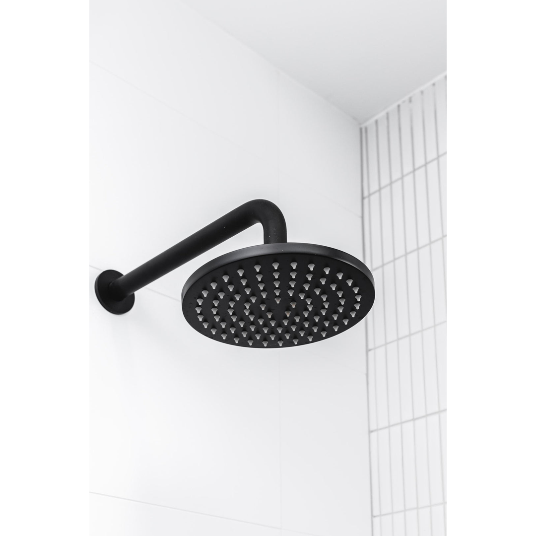 Meir Round Wall Shower Curved Arm 400Mm - Matte Black