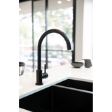 Meir Round Gooseneck Kitchen Mixer Tap - Matte Black