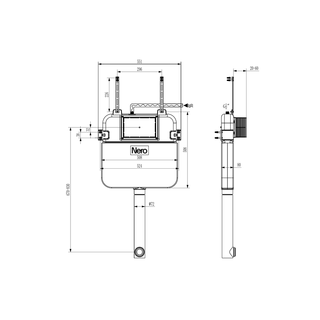 Nero Concealed Pneumatic InWall Cistern