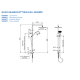 Greens Glide Rainboost Twin Rail Shower - Brushed Nickel