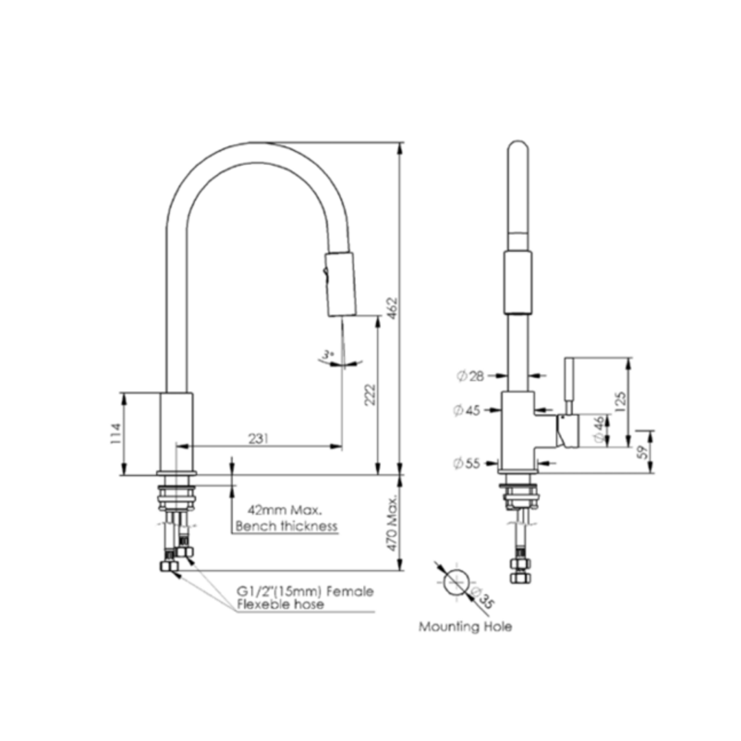 Greens Alfresco Pull Down Sink Mixer