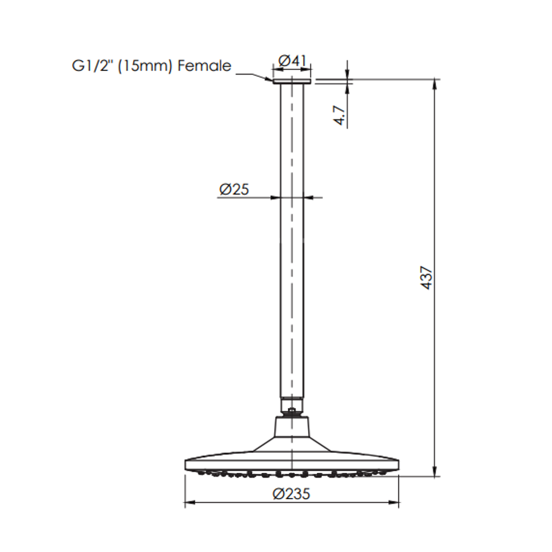 Greens Corban Ceiling Shower 437mm Arm - Chrome