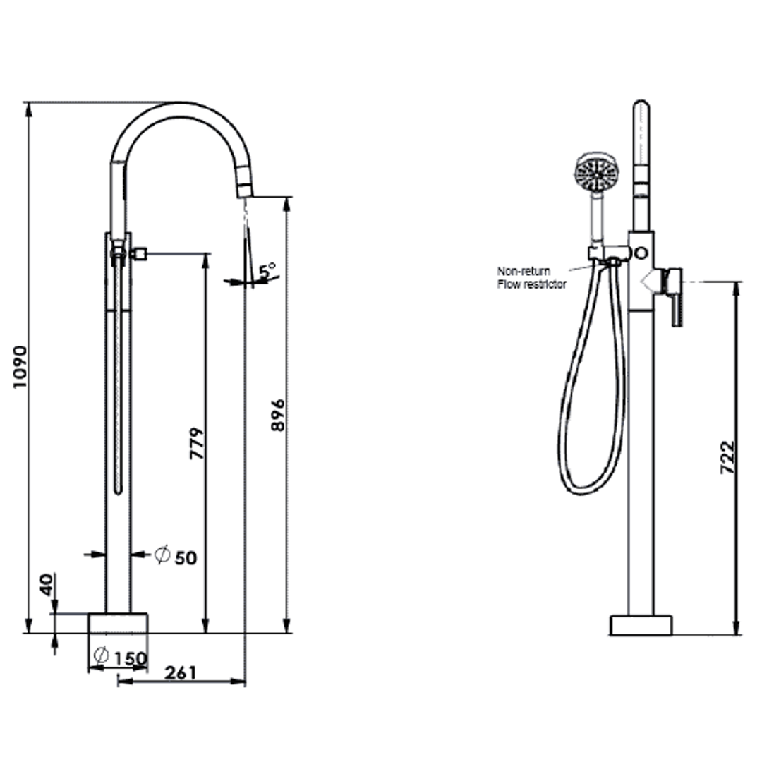 Greens Gisele Freestanding Bath Filler - Brushed Copper