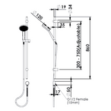 Greens Glide Rainboost Adjustable Rail Shower - Gunmetal