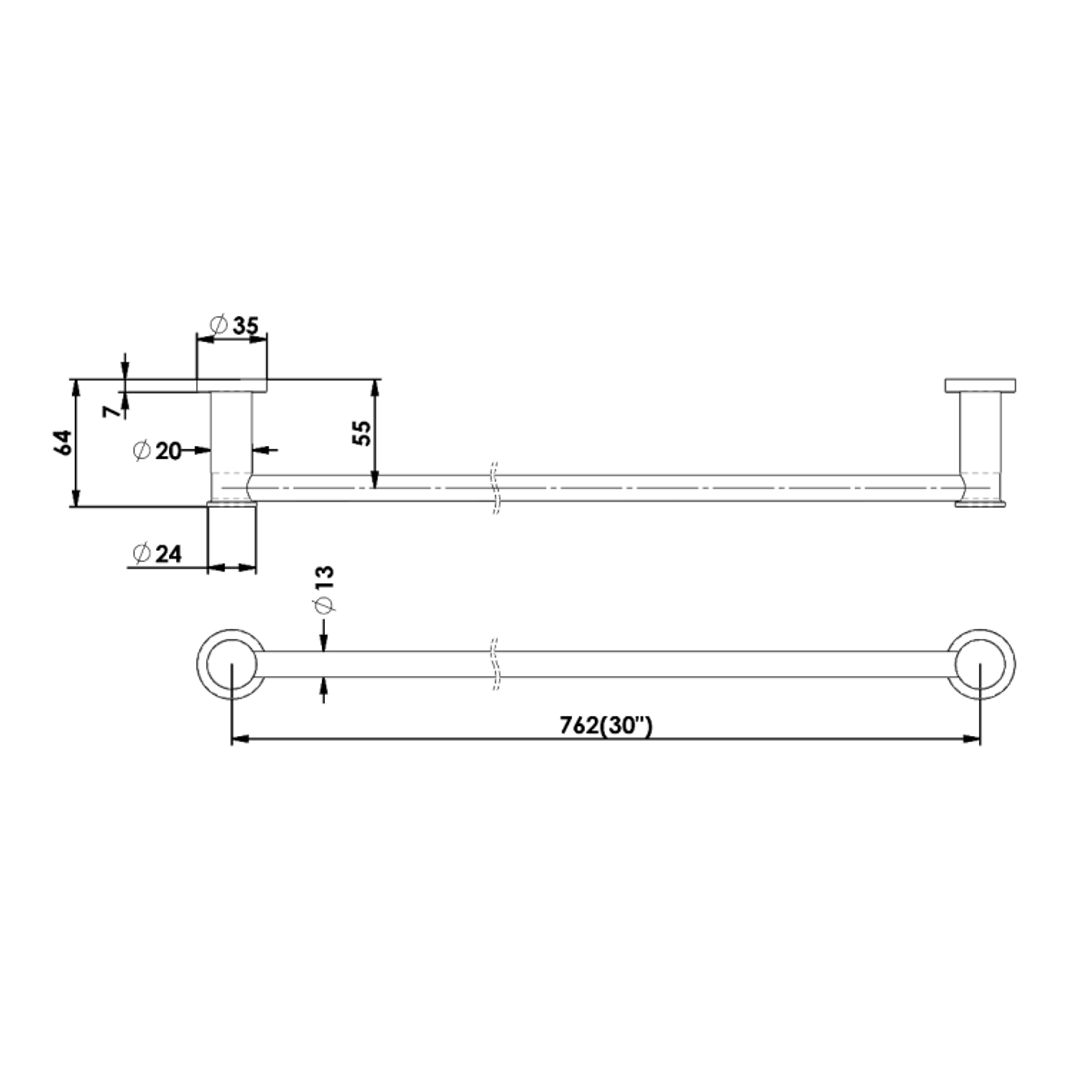 Greens Reason Single Towel Rail - Brushed Copper