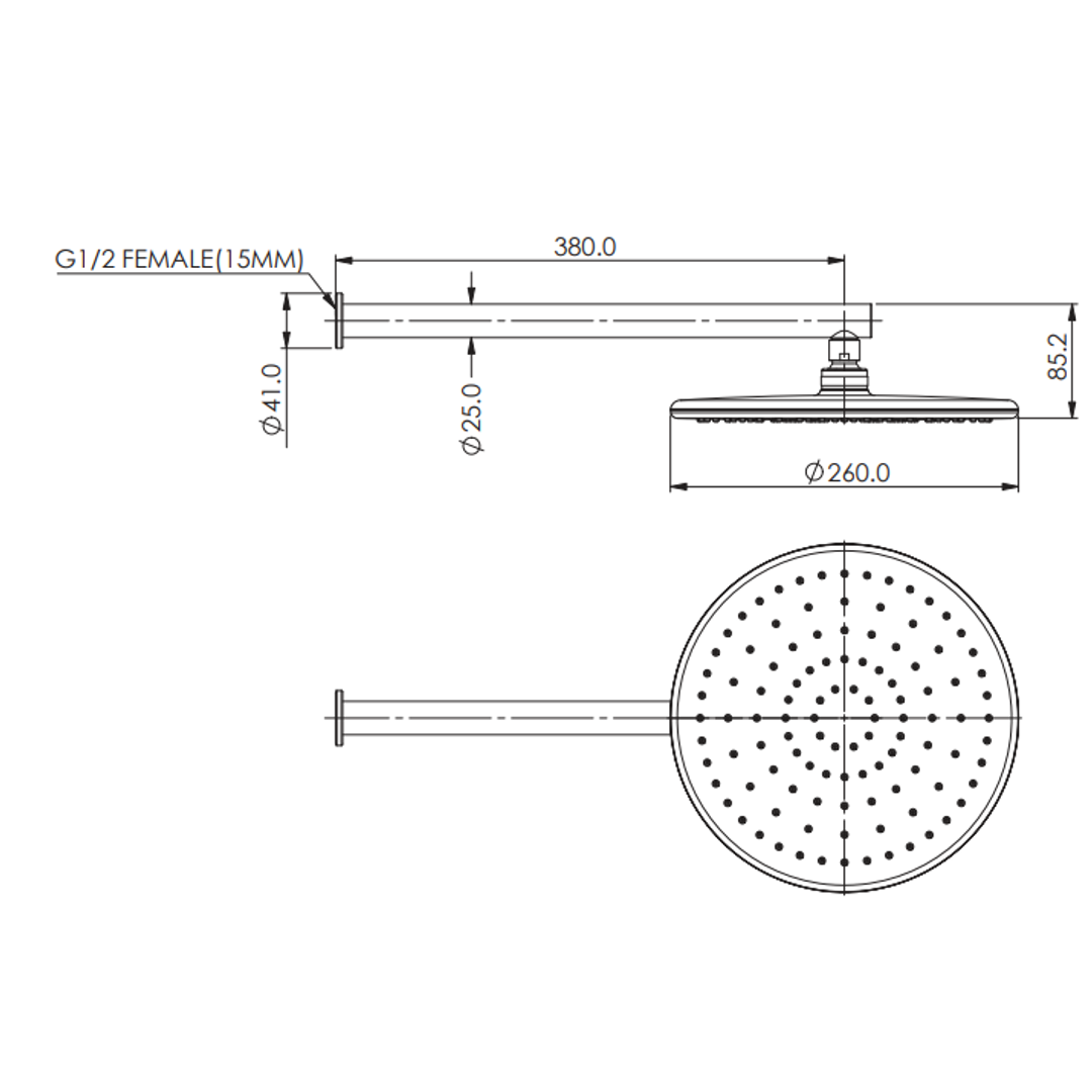 Greens Rocco Wall Shower - Brushed Brass