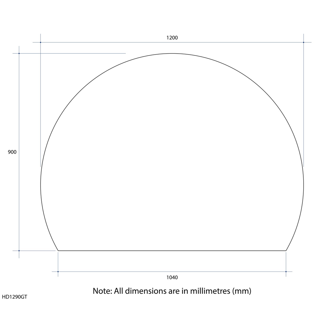 Thermogroup Hamilton D Shaped Polished Edge Mirror 1200x900mm - Glue-to-Wall and Demister