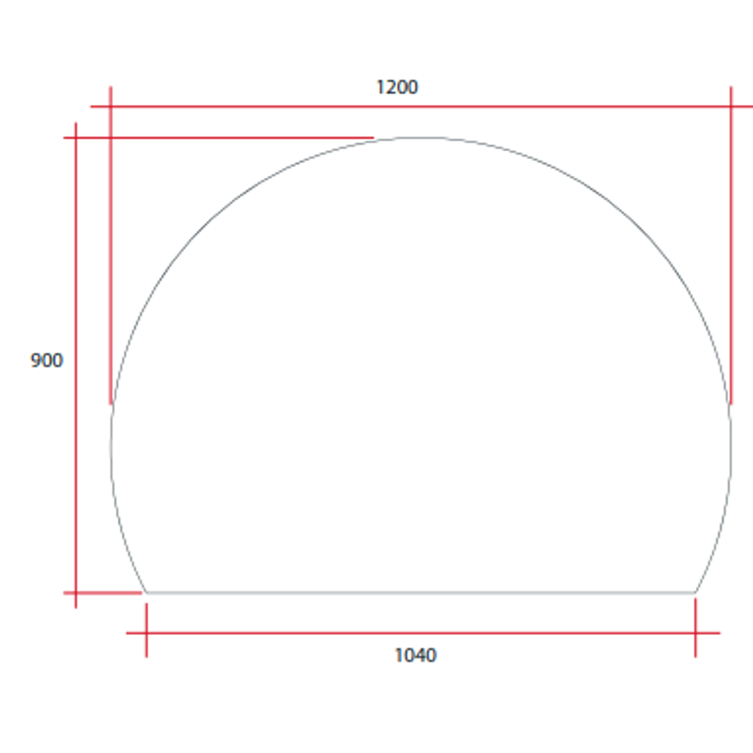Hamilton D Shaped Polished Edge Thermogroup Mirror 1200x900mm - Glue to Wall