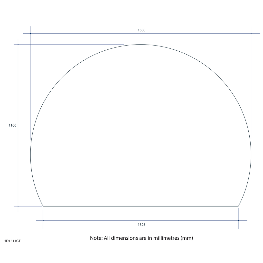 Thermogroup Hamilton D Shaped Polished Edge Mirror 1500x1100mm - Glue-to-Wall and Demister