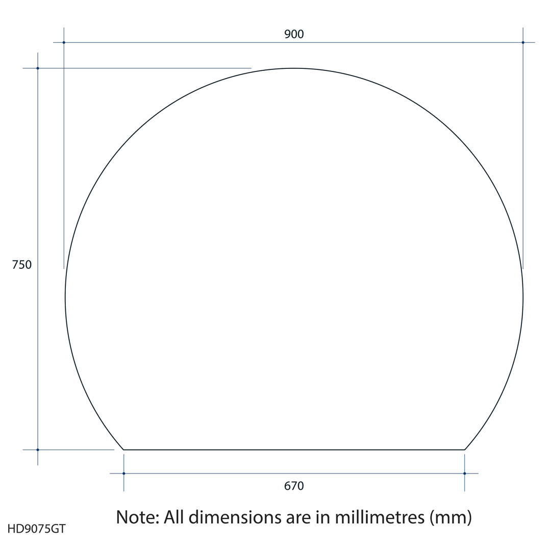 Thermogroup Hamilton D Shaped Polished Edge Mirror 900x750mm - Glue-to-Wall and Demister