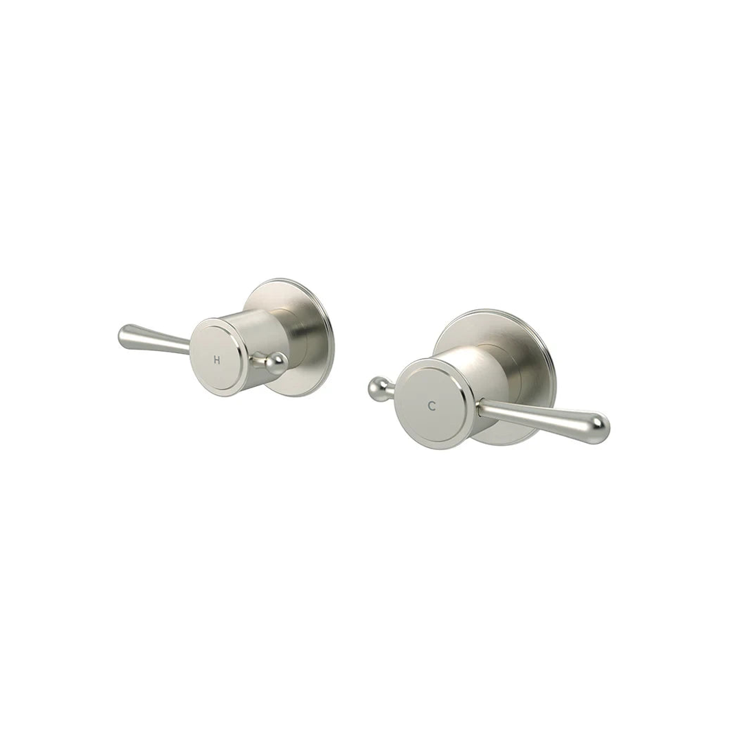 Meir Harrington Wall Tap Set With Lever Handle - Brushed Nickel