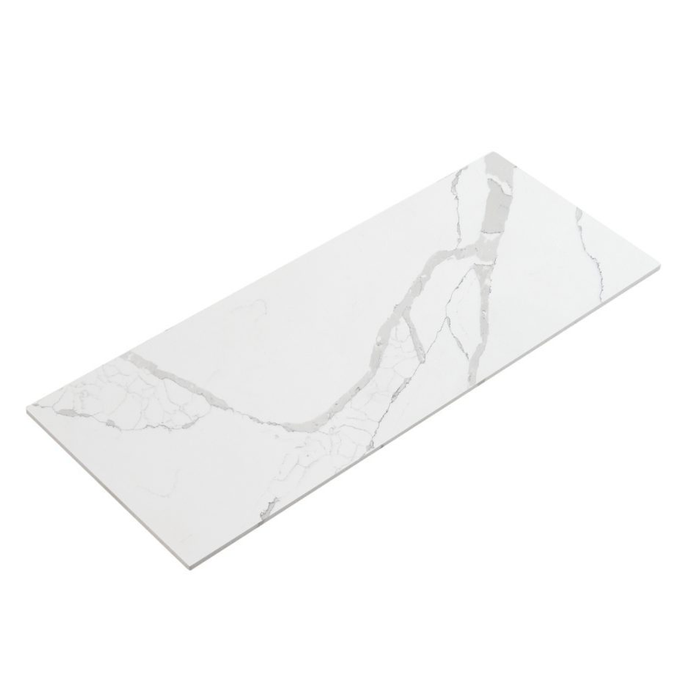 Aulic Leona Wall Hung Finger Pull Cab For Dbl Bowl 1800D Palis White Flat Quartz Stone Top