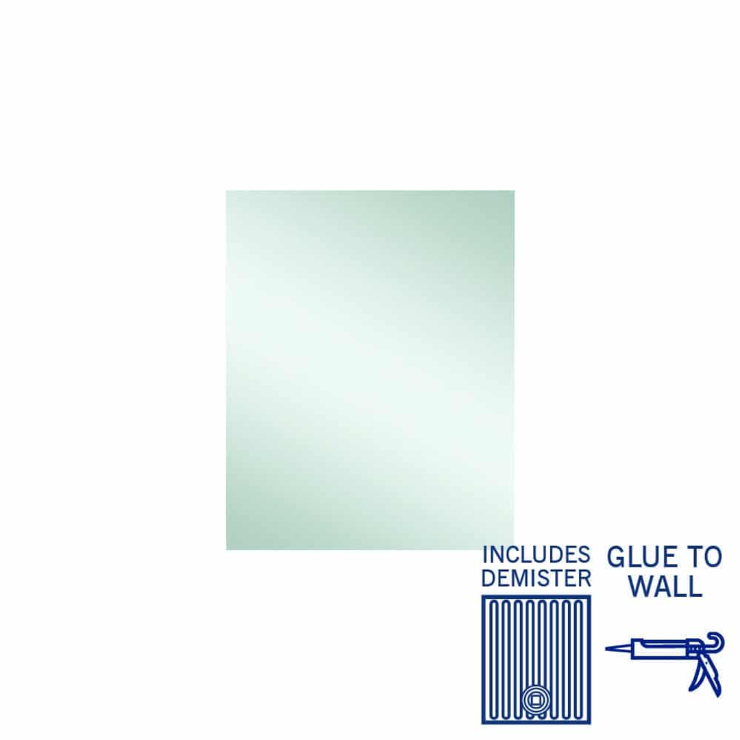 Thermogroup Jackson Rectangle Polished Edge Mirror 600x750mm - Glue to Wall and Demister