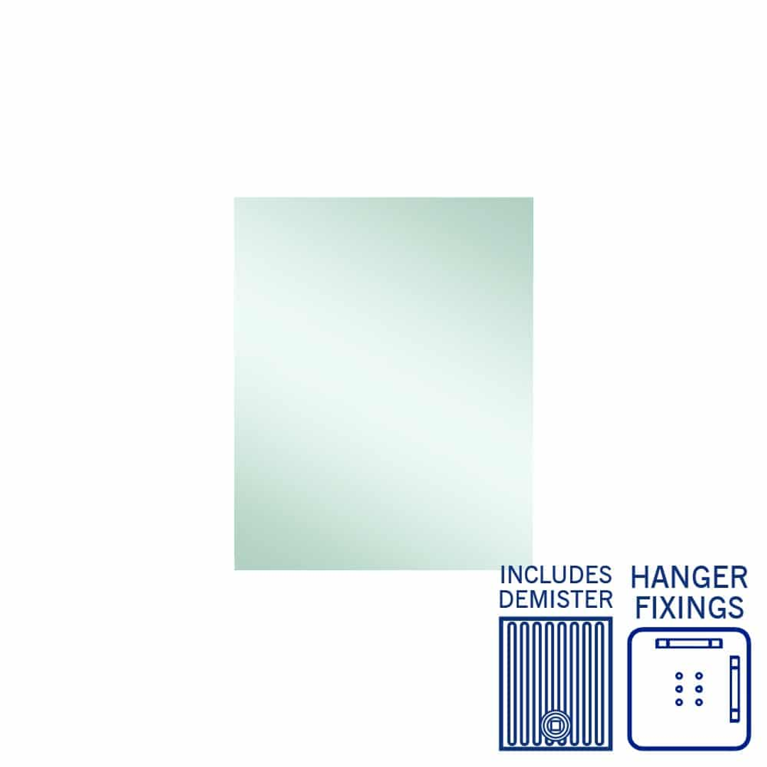 Thermogroup Jackson Rectangle Polished Edge Mirror 600x750mm - With Hangers and Demister