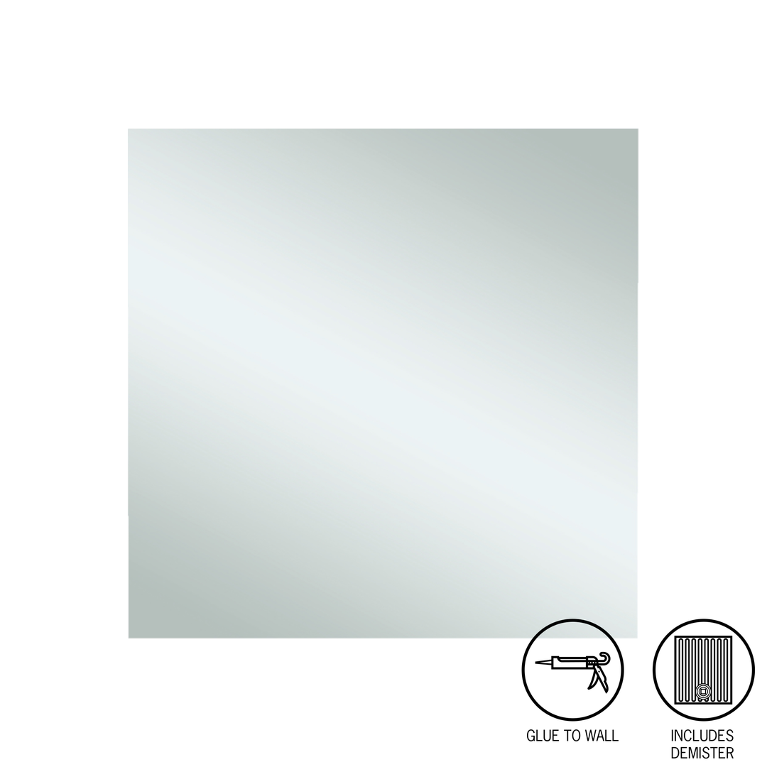 Thermogroup Jackson Square Polished Edge Mirror 750X750mm - Glue to Wall And Demister