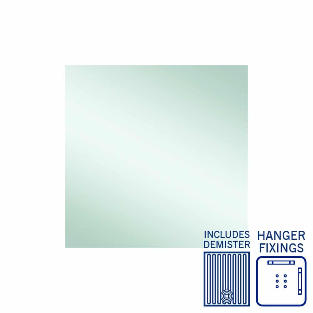 Thermogroup Jackson Rectangle Polished Edge Mirror 900x900mm - With Hangers and Demister