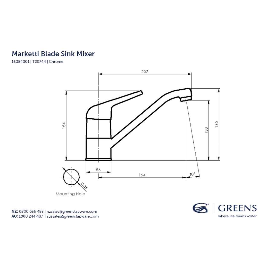 Greens Marketti Sink Mixer - Chrome