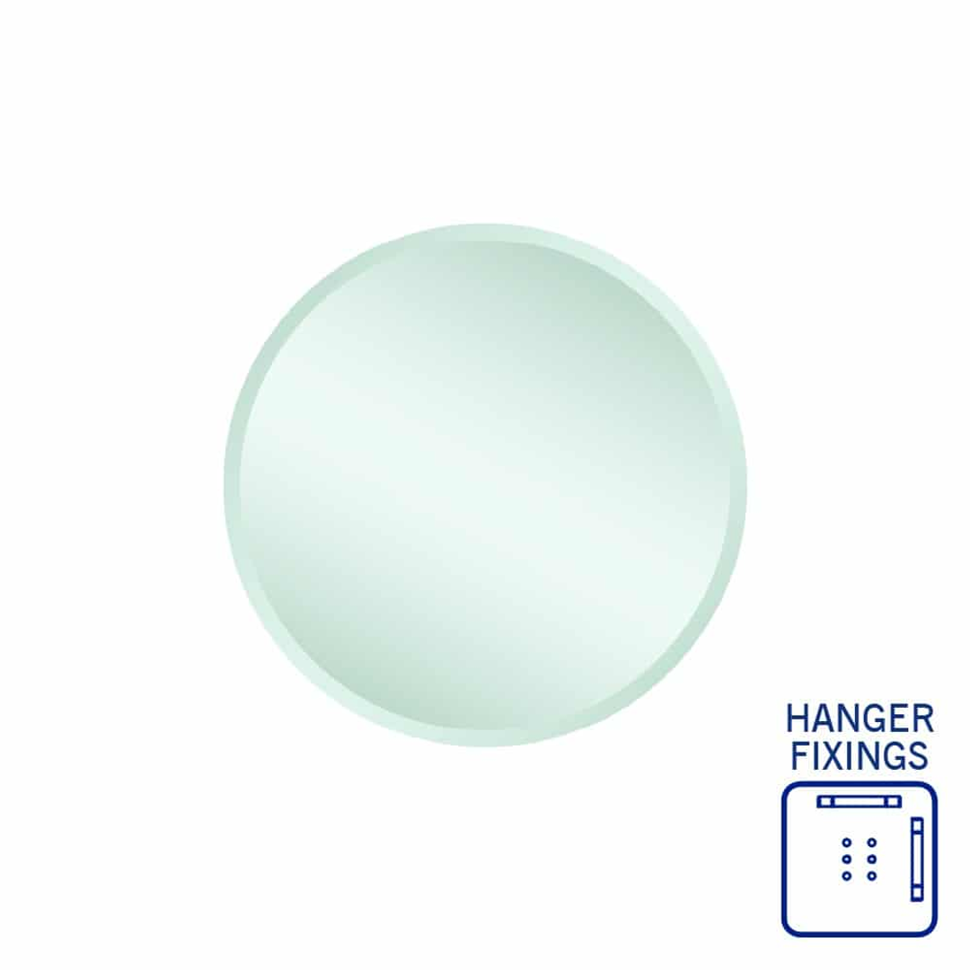 Thermogroup Kent 18mm Bevel Round Mirror 500mmØ - With Hangers