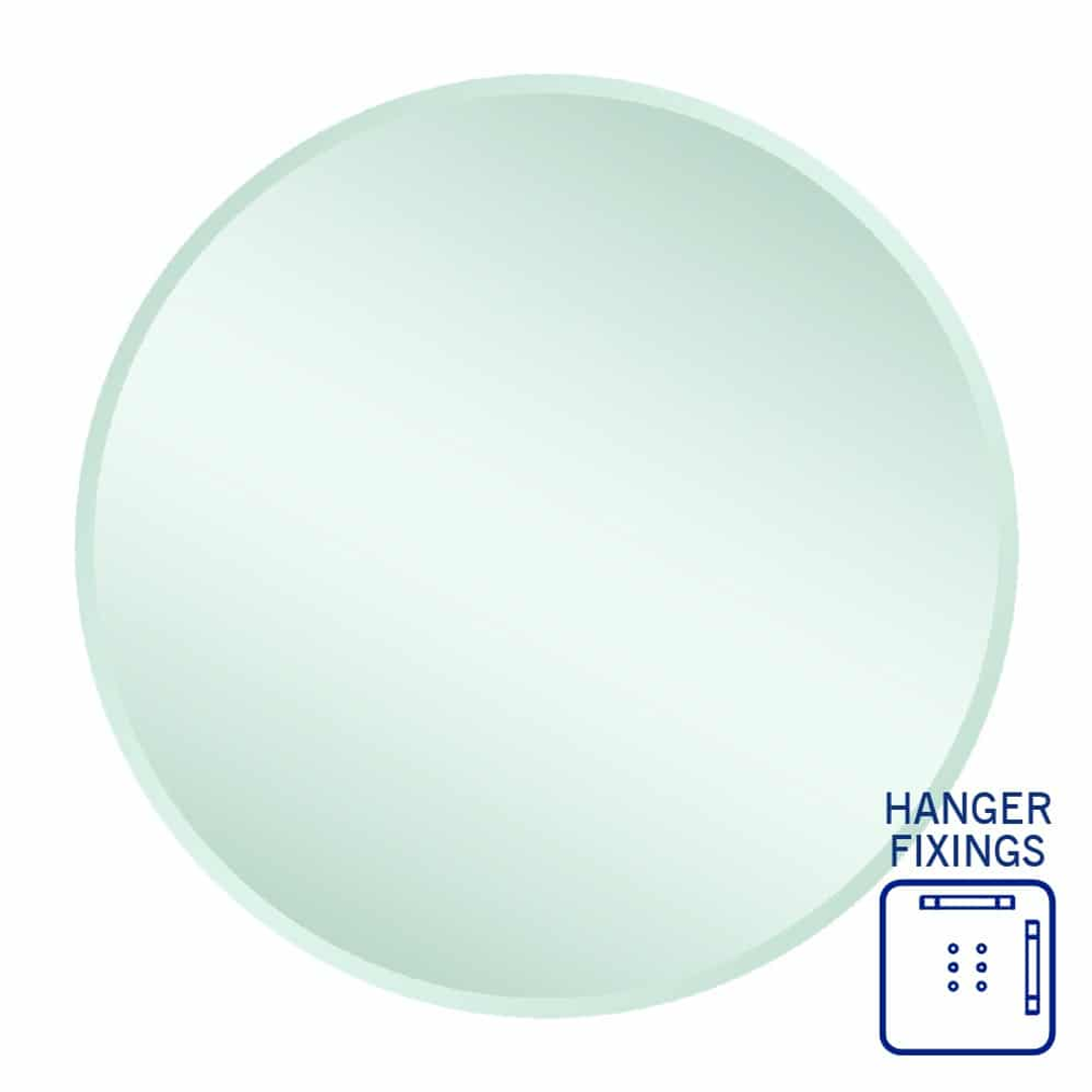 Thermogroup Kent 18mm Bevel Round Mirror 800mmØ - With Hangers