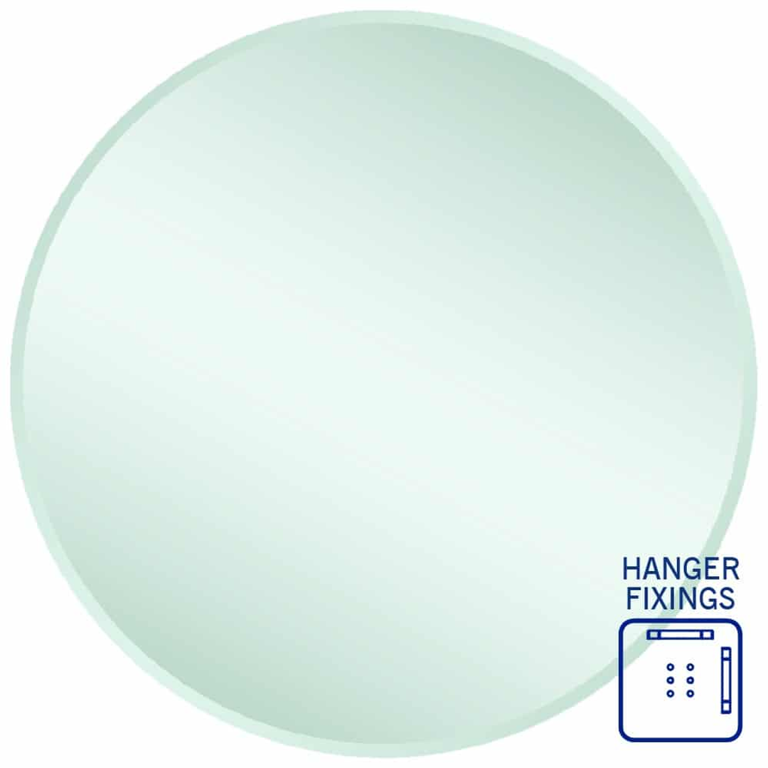 Thermogroup Kent 18mm Bevel Round Mirror 900mmØ - With Hangers