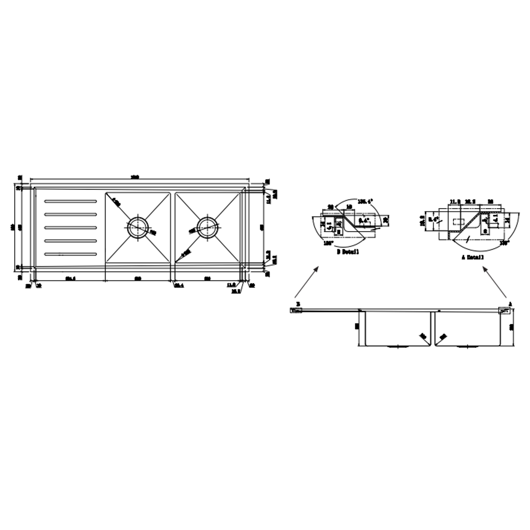 Kingston Double Bwol Interchange Sink Nth With Drainer 1240 X 500 X 200