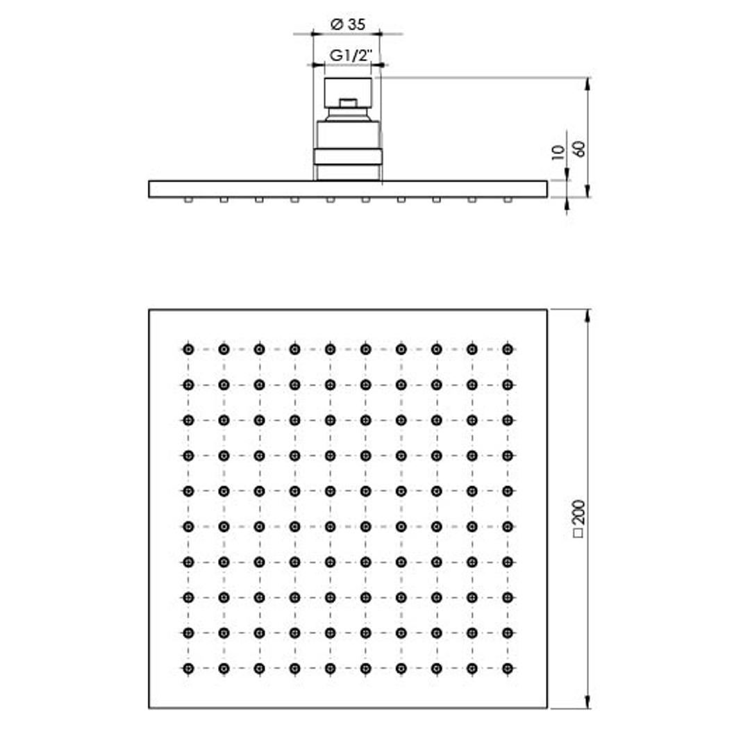 Phoenix Lexi Shower Rose 200Mm Square - Chrome