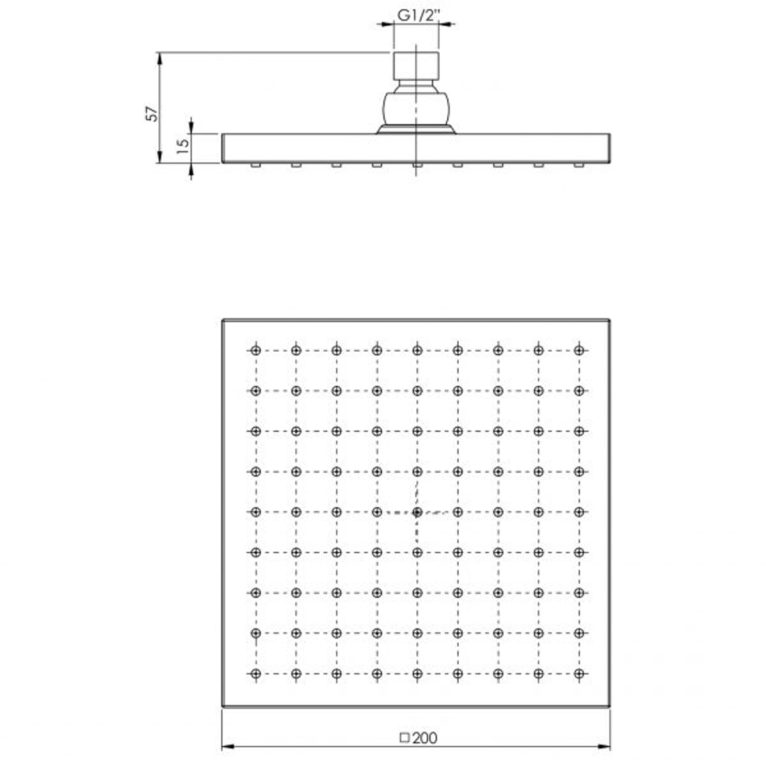 Shower Rose Only Phoenix Lexi 200mm Square - Chrome