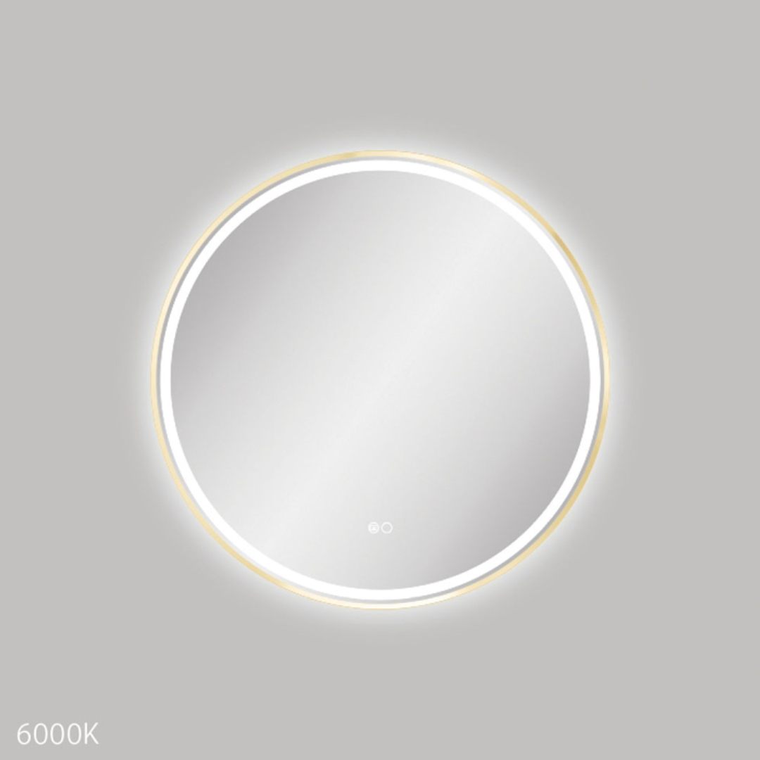 Reba Led Framed Round Mirror W/- Dimming Sensor & Demister 700mm Diameter Urban Brass