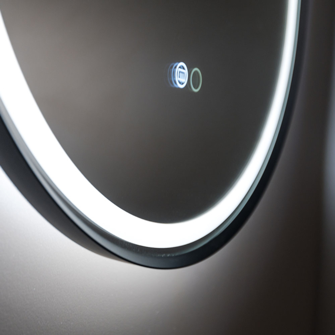 Reba Led Framed Round Mirror W/- Dimming Sensor & Demister 700mm Diameter Urban Brass