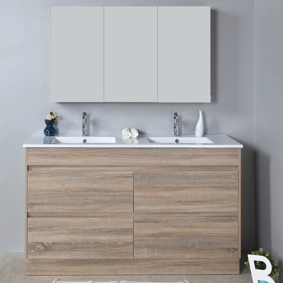 Aulic Leo 1200mm Freestanding Vanity - Snow Flat Stone Top