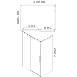 Urban Slider Oceano Shower Front Panel 1200 x 2000 - Matte Black bracket