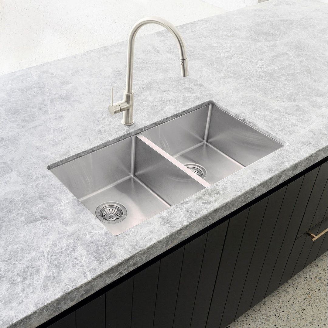 Meir Kitchen Sink Double Bowl 760 X 440 - Brushed Nickel