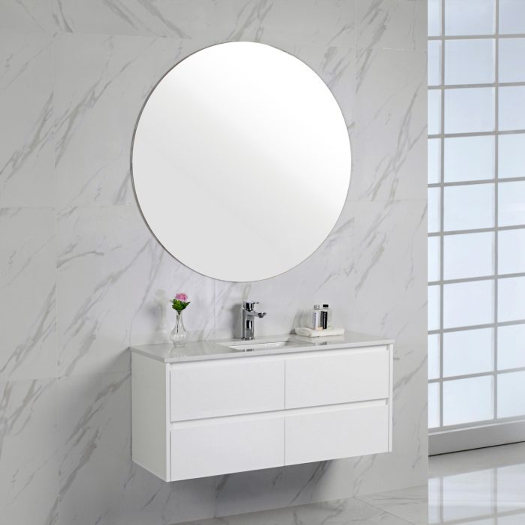 Aulic Leona 600mm Wall-Hung Vanity - Alpine Flat Stone Top