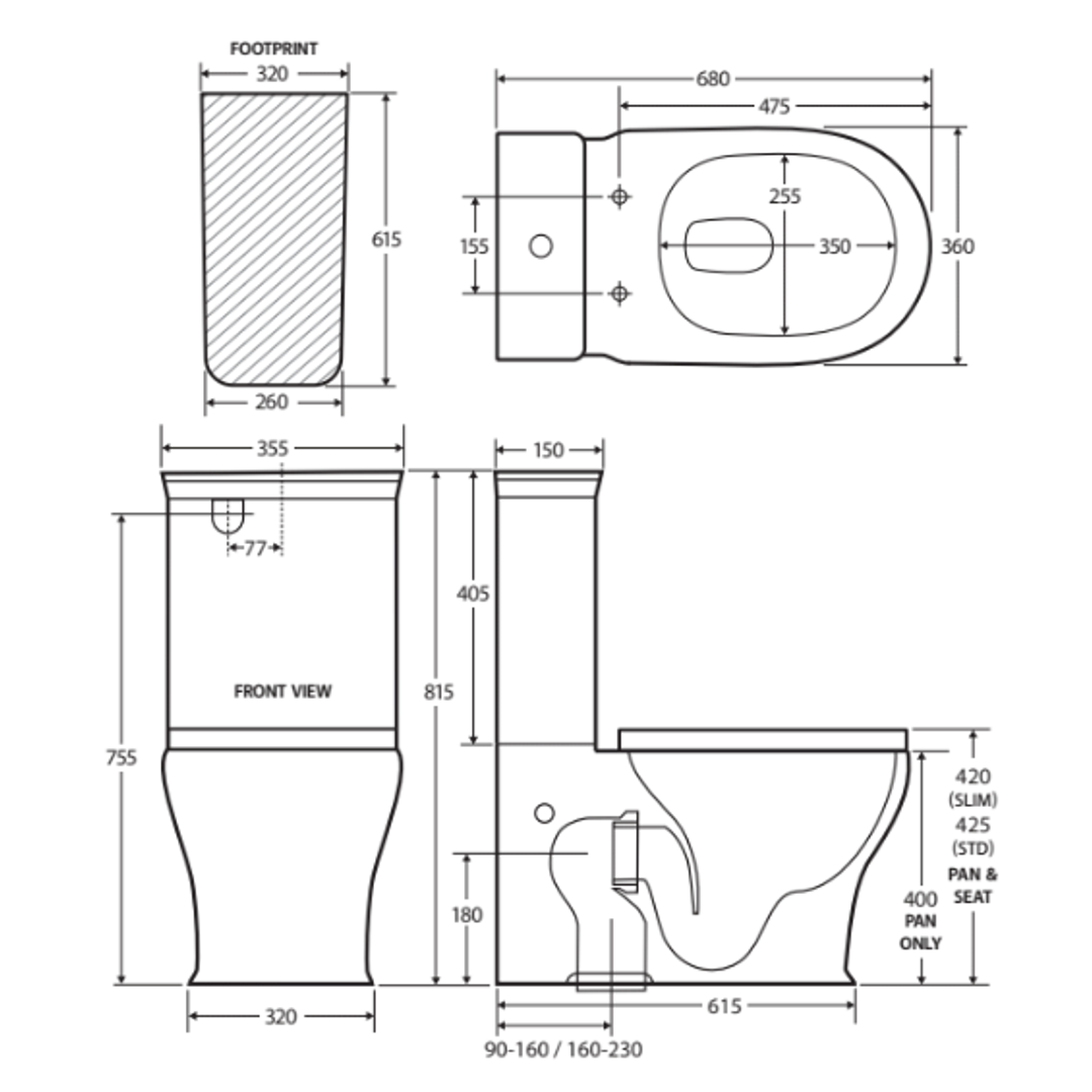 Lillian Tornado Flush Back to Wall P Trap Fienza Toilet Suite Gloss White with Slim Seat