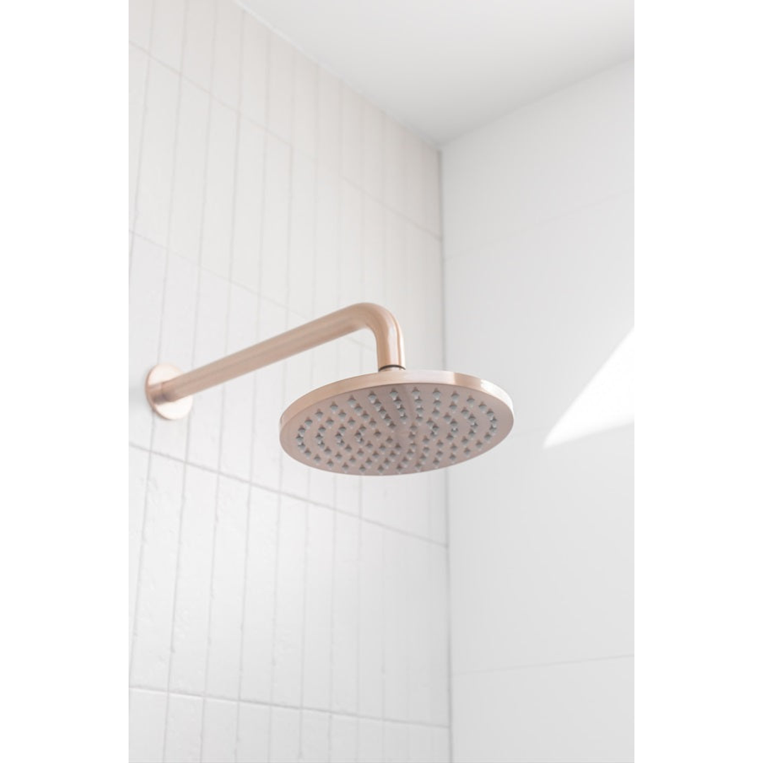 Meir Round Wall Shower Curved Arm 400Mm - Champagne
