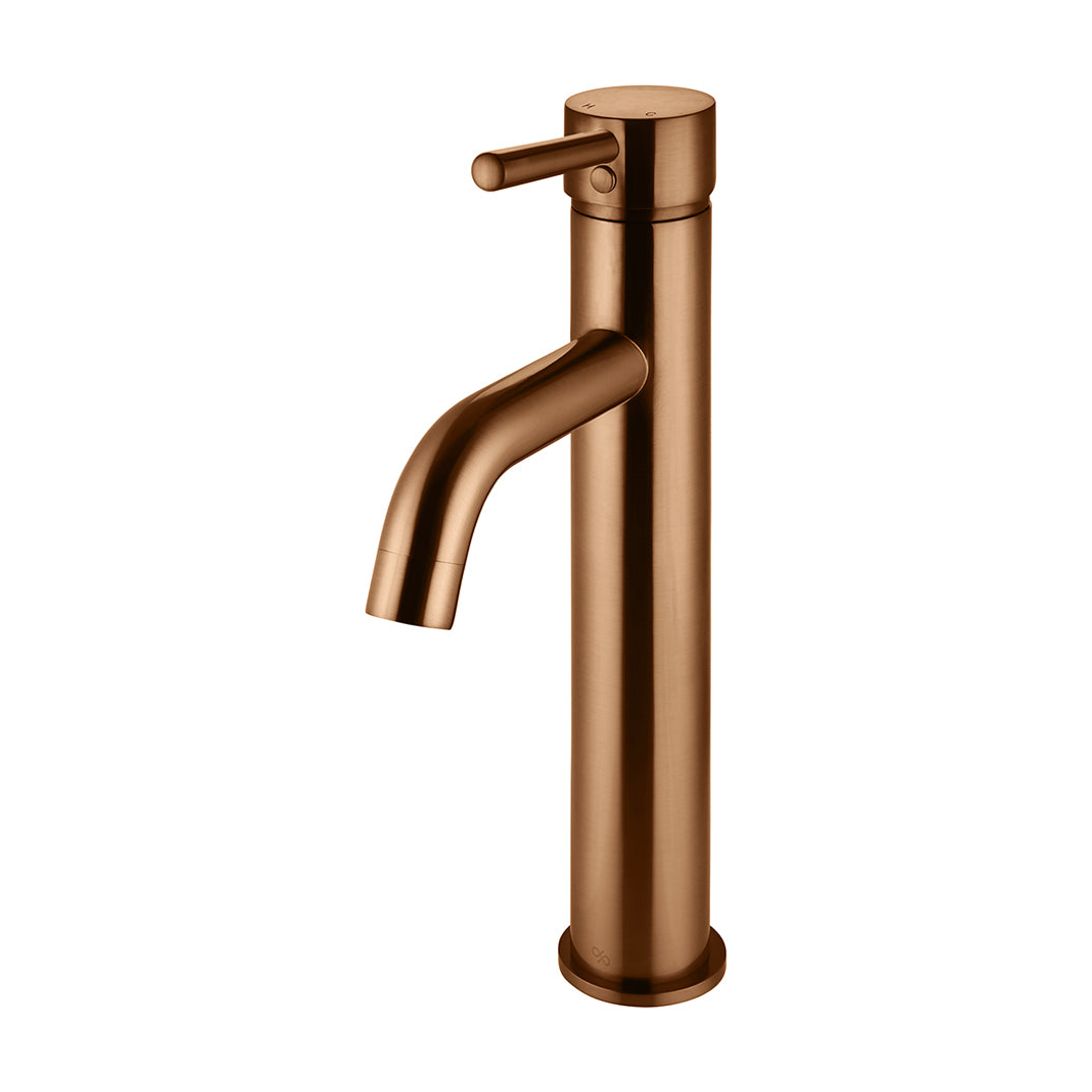 Meir Round Tall Basin Mixer Curved - Lustre Bronze